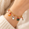 Gold Christmas Charms Candy Bracelet – 925 Sterling Silver | Christmas Gift for Her - Image 2