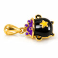 Cute star-shaped pendant with black and purple enamel, gold-plated.