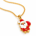 Gold chain with Santa Claus pendant in red and white enamel.