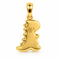 Gold dinosaur-shaped pendant with SILKJEWELS 925 hallmark.