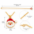 Santa Claus pendant on gold chain necklace with 15mm height and 13mm width.