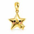Cute gold star pendant with smiley face and pink cheeks for women and teens.