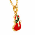 Gold Santa hat boxing pendant on chain.
