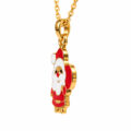 Gold-plated Santa Claus pendant on a delicate chain for women and teens.