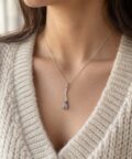 925 sterling silver broomstick pendant on knit